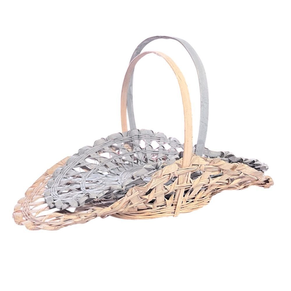 Wicker Flower Gathering Baskets Shabby Chic Set of Two